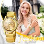 Quartz Watch Gold Plated Stretch Band Wristwatch - Image 6